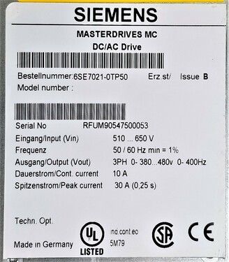 6SE7021-0TP50 | Siemens AC Drives